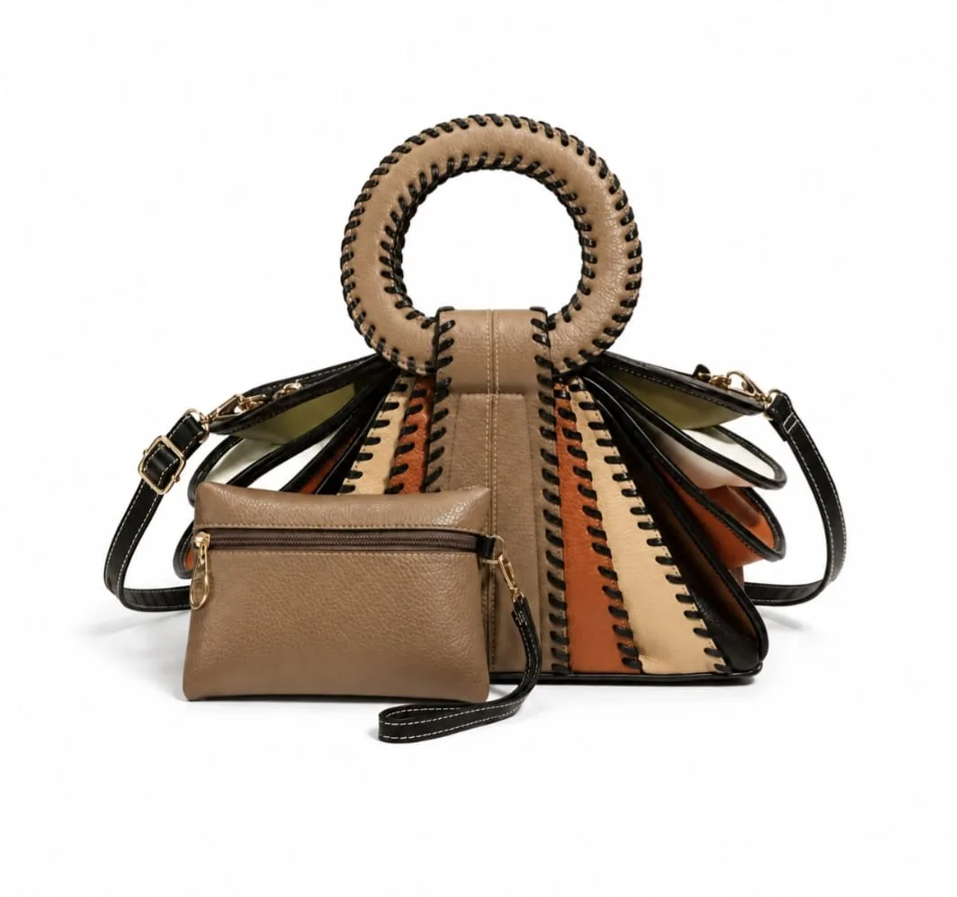 Geantă damă LUNARIA Elegance Khaki, cu portofel asortat