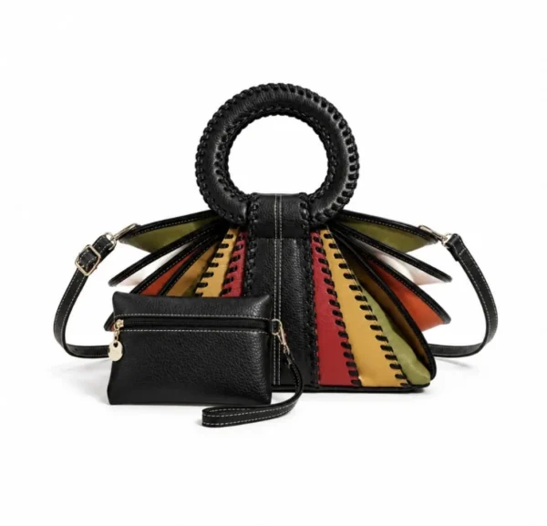 Geantă damă LUNARIA Elegance Negru, cu portofel asortat